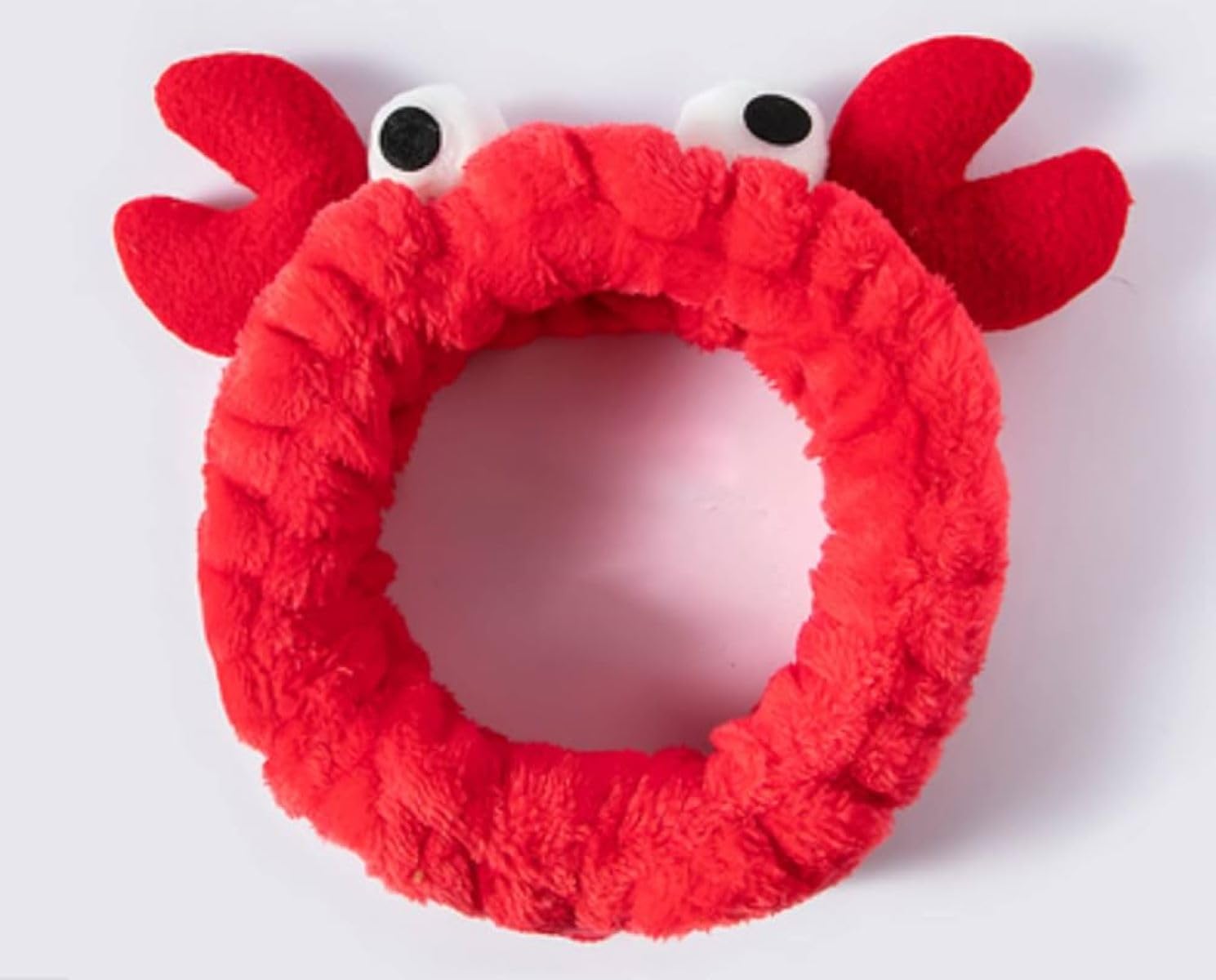 Plush Crab Spa Headband For Girl's & Women's | Soft Red Facial Wash Band, Cute Animal Cosmetic Hair Band