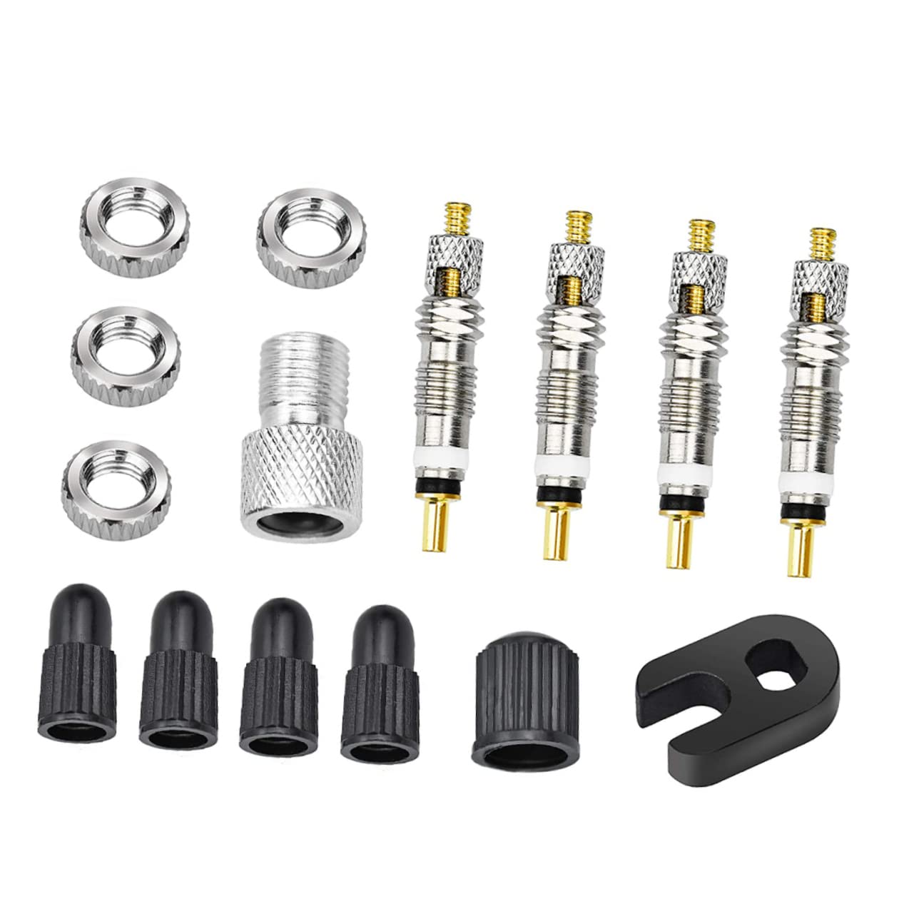 KOMBIUDA 15-Piece French Bike Valve Valve Caps for Bike Lightweight Leakproof Easy Install Stainless Steel Plastic Material