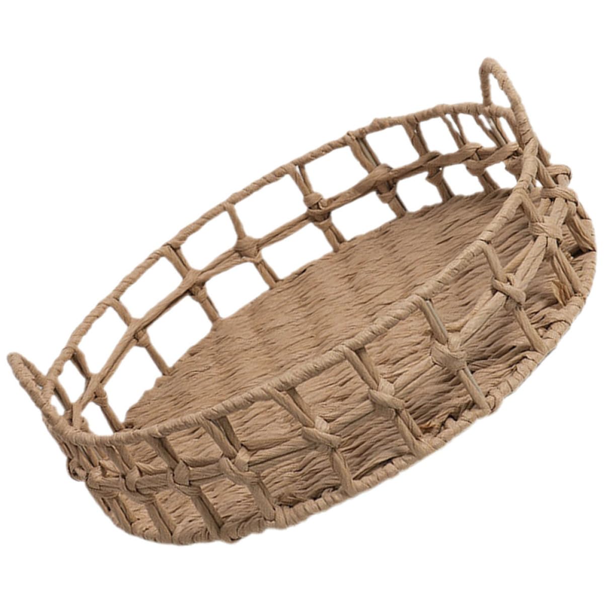 Toyvian Cesta de Almacenamiento Tejida Mano Grande para Cocina y Salón Cesta Redonda Decorativa para Pan Frutas y Verduras Resistente y Segura Diseño Rústico Natural