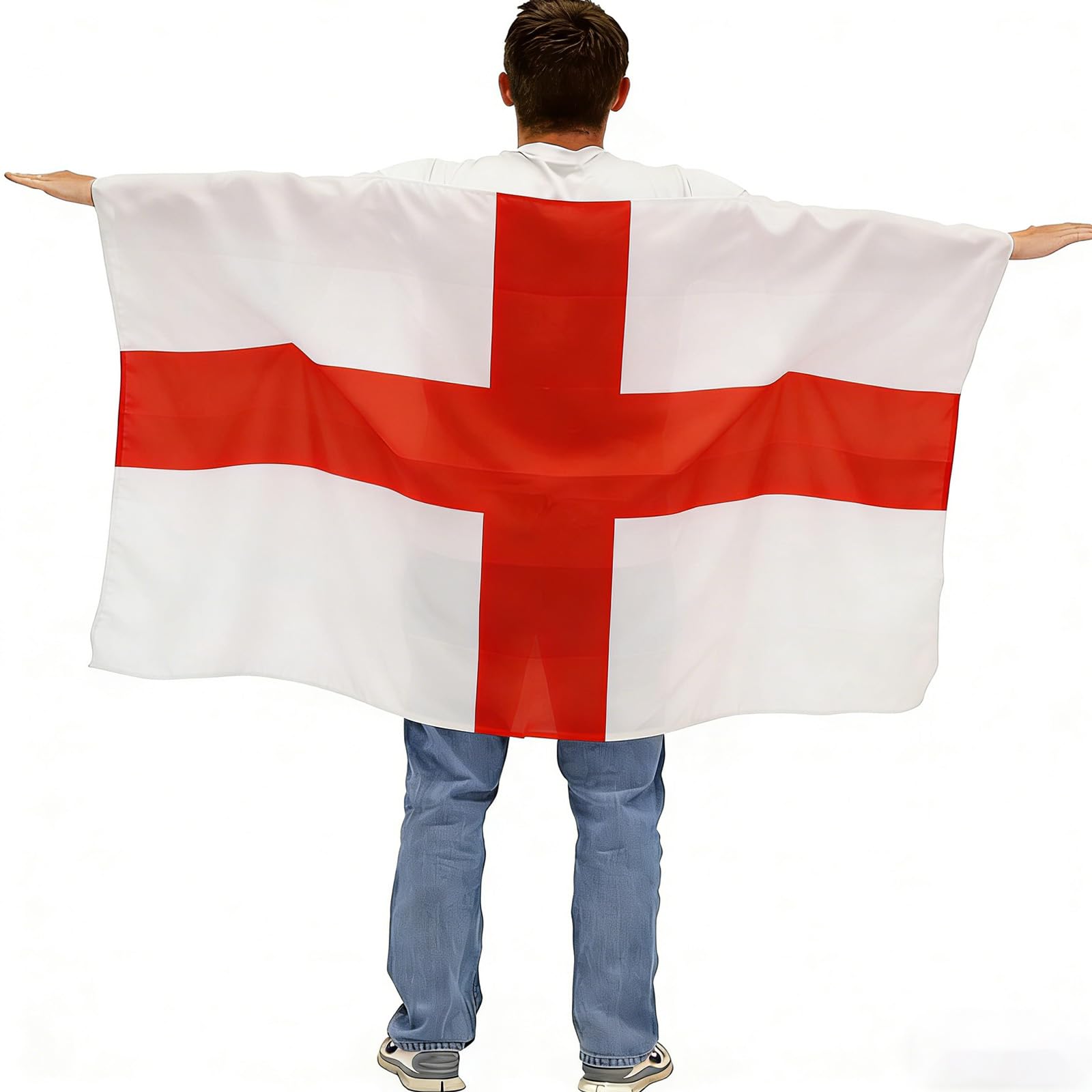 HOMAVEL Wearable Cape England Flag 5x3ft - St George's Cross Superhero Cape for Adults - English Flag Capes for World Cup 2026, Football Matches, St George's Day, Rugby, Fancy Dress Costume Party