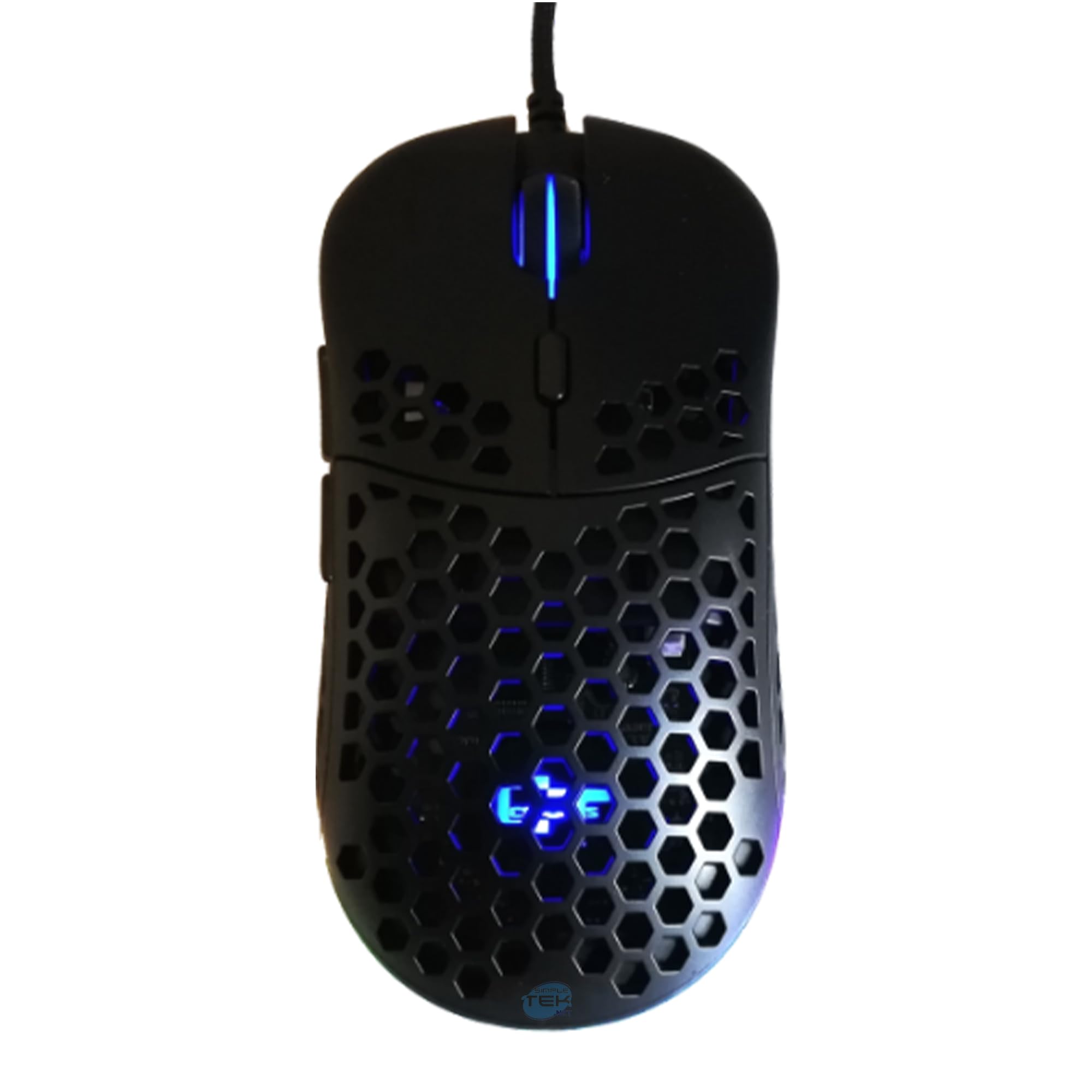 SIMPLETEK - Ratón Gaming RGB profesional ultraligero con sensor PixArt 3389 USB con cable 16000 DPI Honeycomb programable 400 IPS