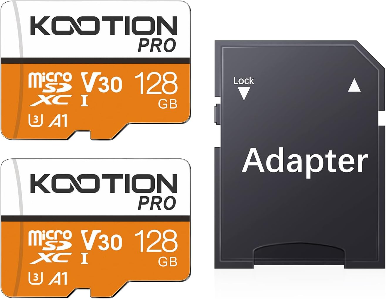 KOOTION 128GB Micro SD Card 2 Pack Micro SDXC UHS-I High Speed up to 90MB/s TF Card 128GB Card Memory U3,A1,V30, Full HD Video for Drone/Smartphone/Camera/Dash Cam/PC/Tablet