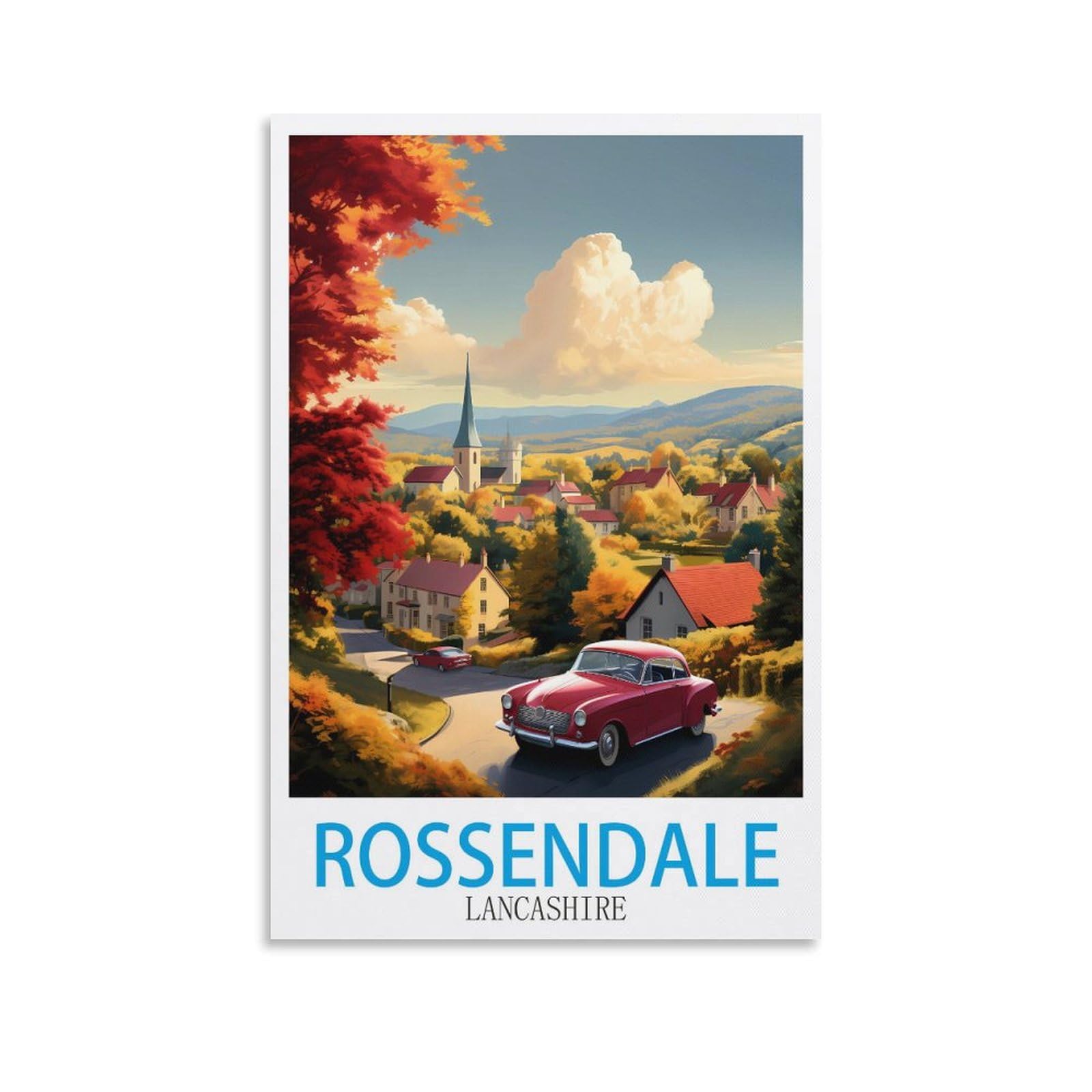 Zbbggoz Unframe-Style Rossendale Lancashire Vintage Travel Posters 08X12inch(20X30cm) Canvas Wall Posters And Art Picture Print Modern Family Bedroom Decor