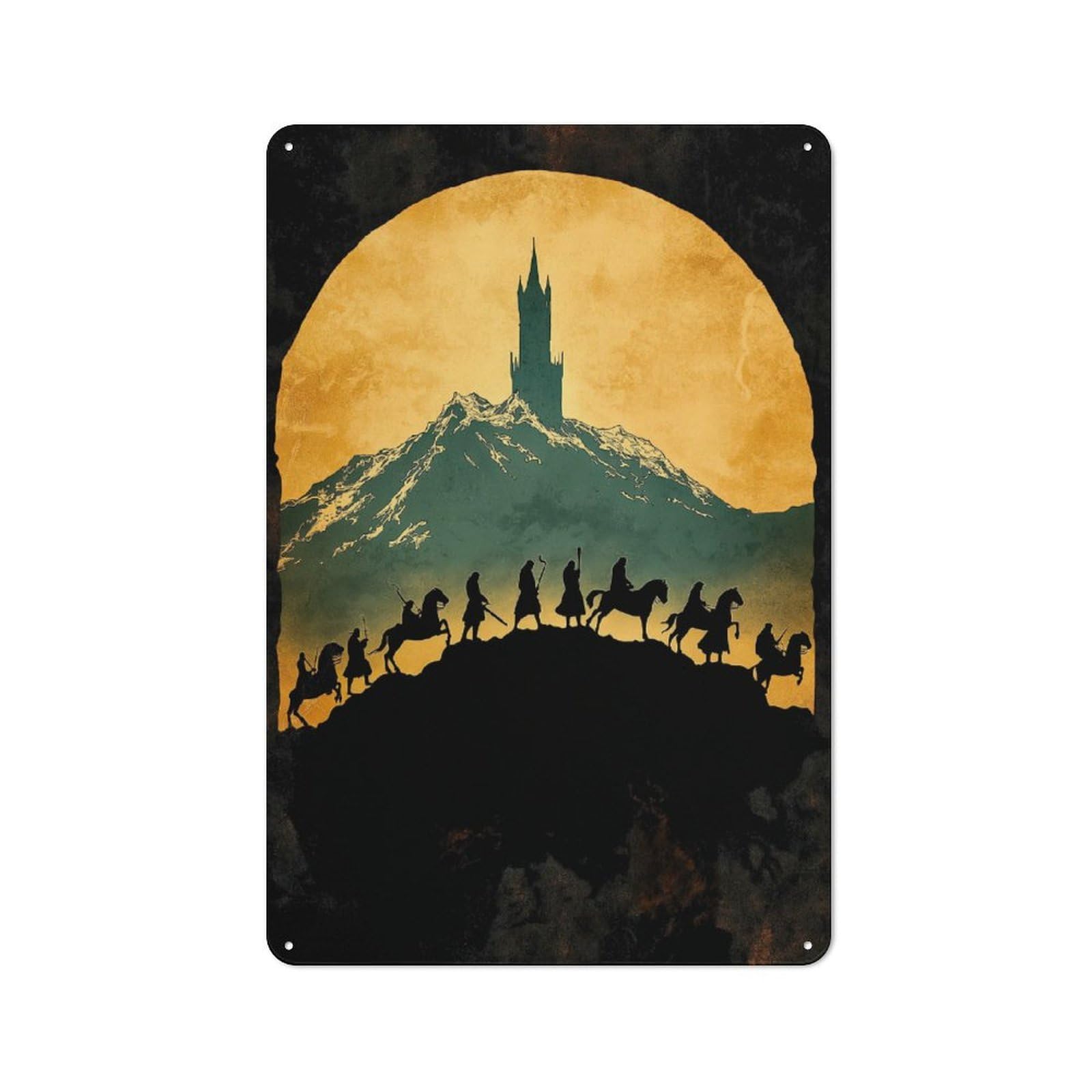 Junmoney Silhouettes Of Riders Metal Wall Plaque 30X20cm, Everyday Small Space Decor For Flat, Dorm Room, Lounge Or Cafe