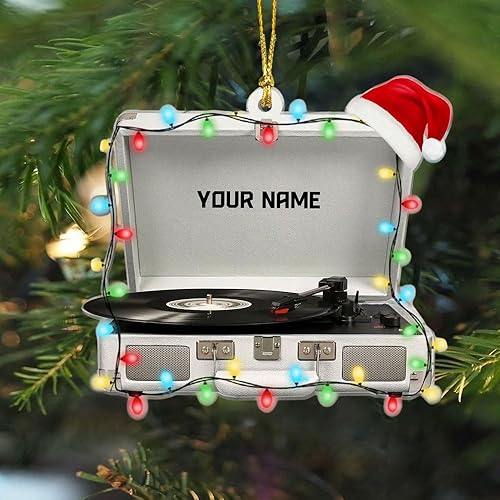 Adorno de disco de vinilo retro personalizado 2025, adorno de músico personalizado para amantes de la música, tocadiscos vintage, decoración de