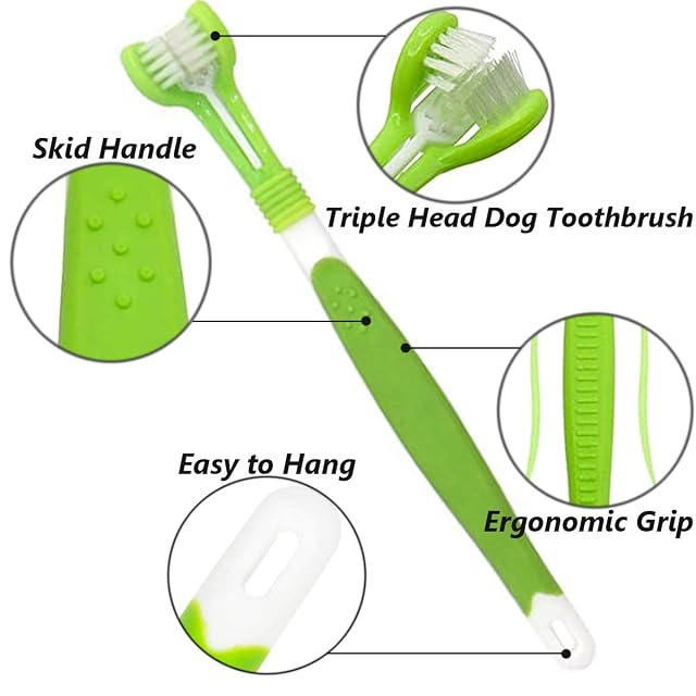 Foto 4 de 7 de 8 Piezas Cepillos de Dientes para Perros,Cepillo Dientes Perro Dedo,Cepillo de Dientes Triple Cabeza…