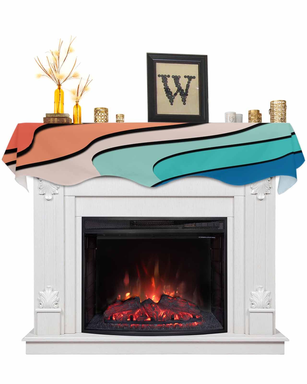 LEOKOTI Blue Diamond Mantel Scarf Fireplace Decorations For Living Room, Blue Ombre Crystal Modern Abstract Art Fireplace Mantel Scarf Cover Runner For Thanksgiving/Christmas Mantel Decor 60"x17