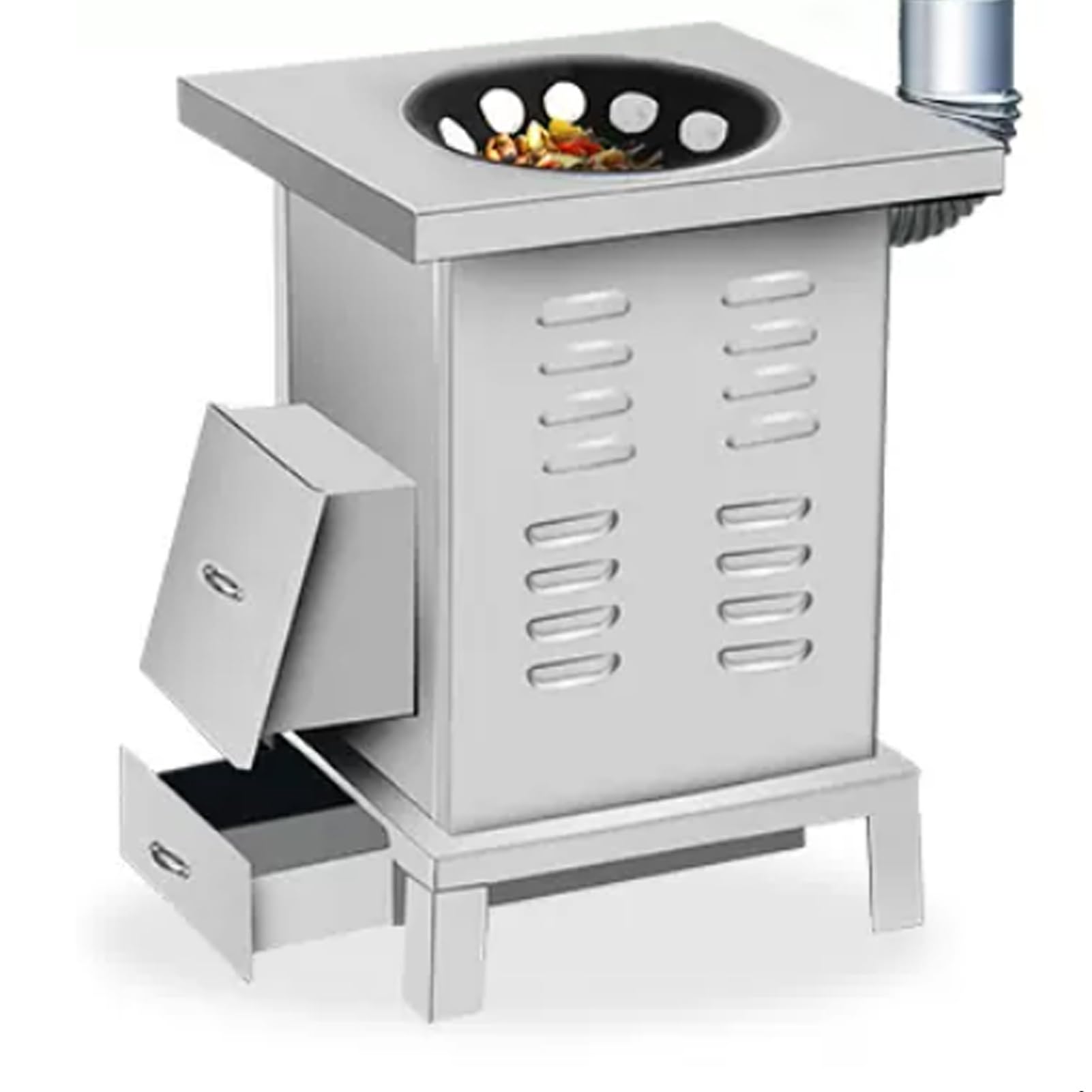 Poêle à bois camping acier inoxydable haute efficacité thermique extérieur