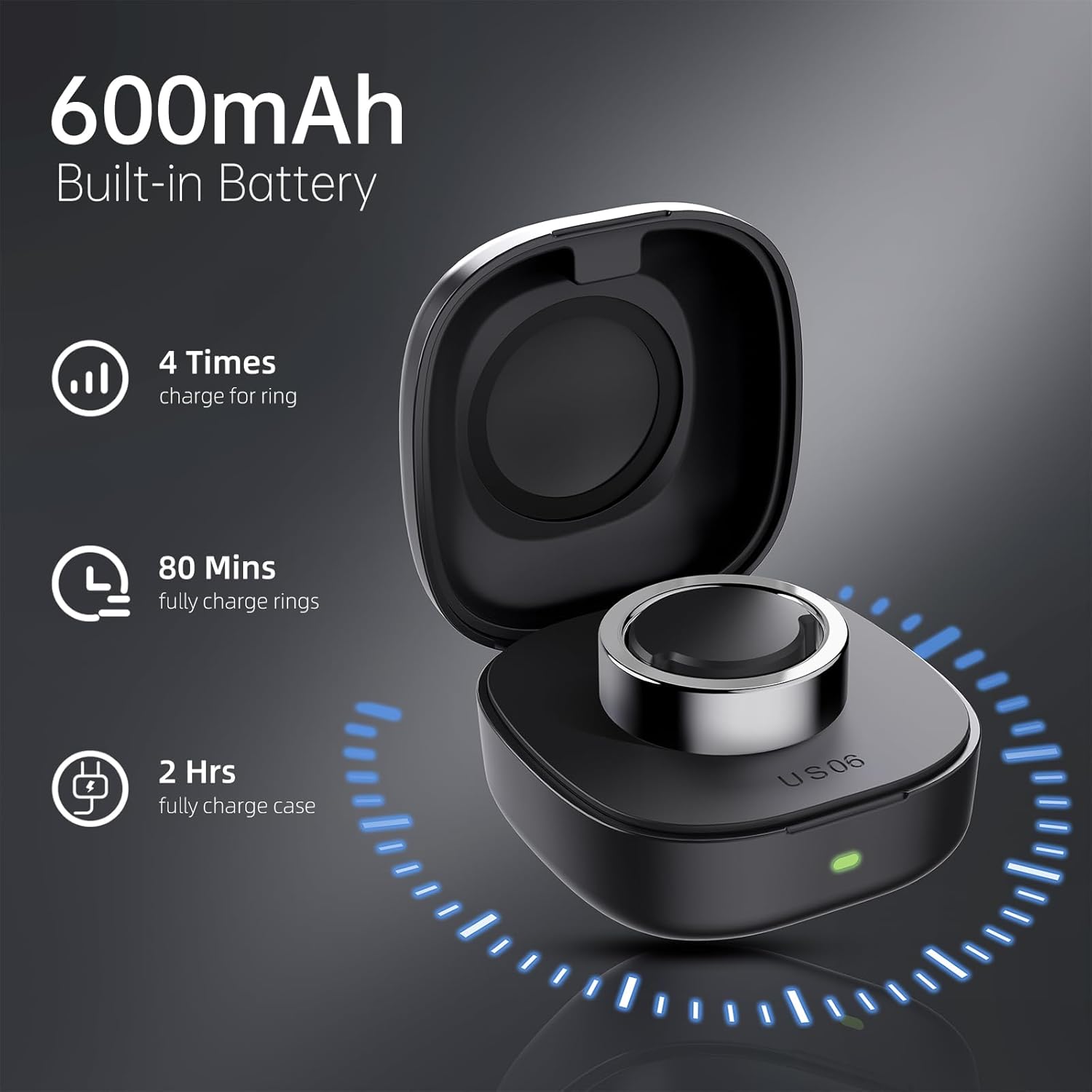 Compatible with Ou-ra Ring Gen3 - Smart Ring Wireless Charger Size 6, 600mAh Portable Travel Charging Dock