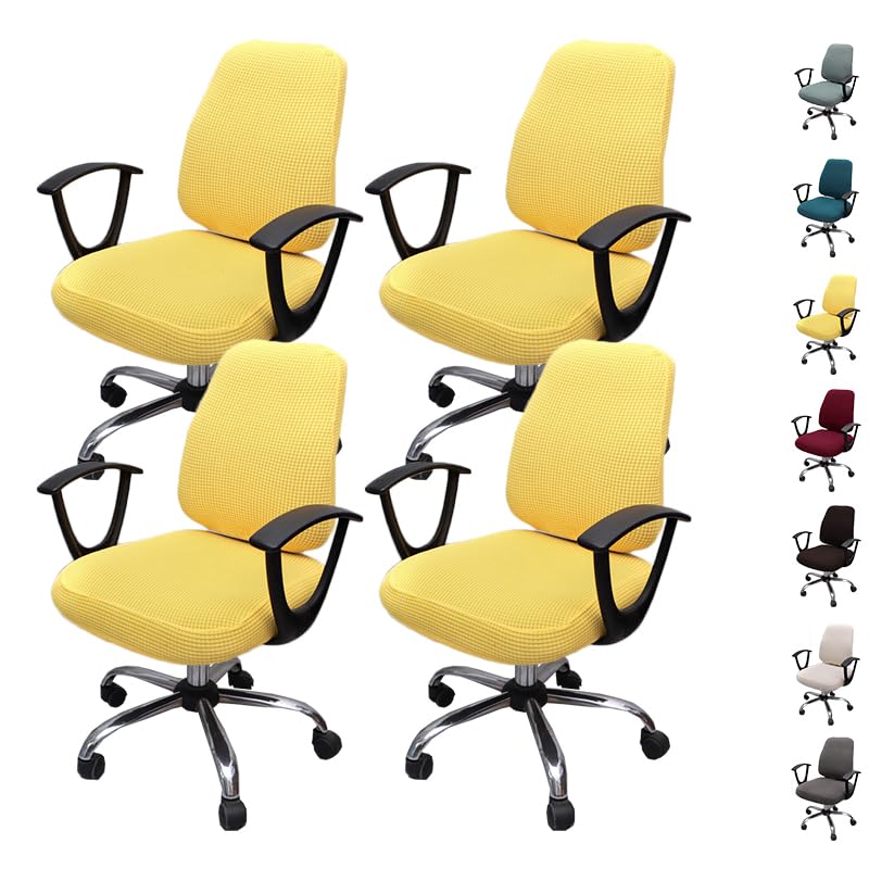 Housse de chaise bureau haut de gamme en tissu jacquard à carreaux