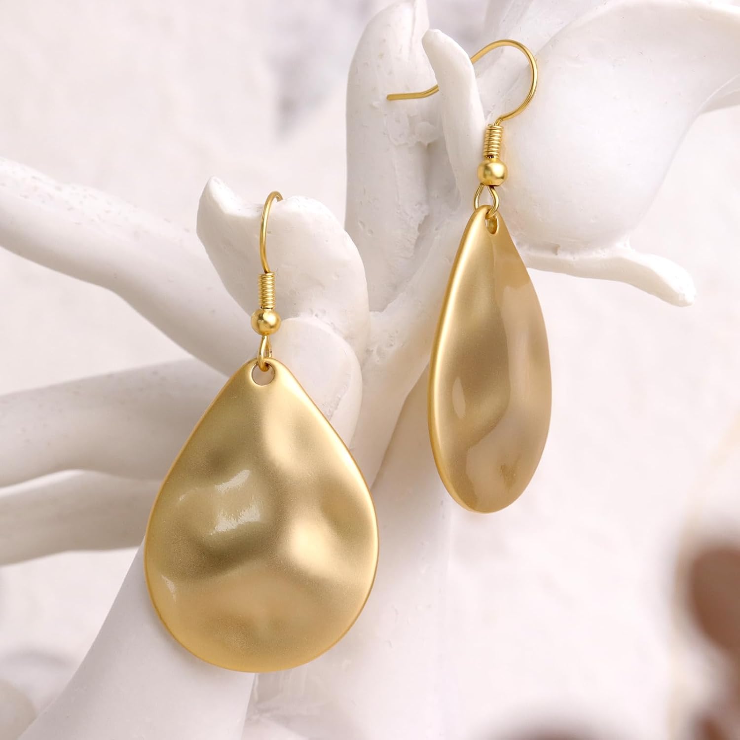 Teardrop Dangle Earrings for Women, Flat Oval Drop Dangling Earring Trendy Hypoallergenic Minimalist Jewelry Gift - Image 5