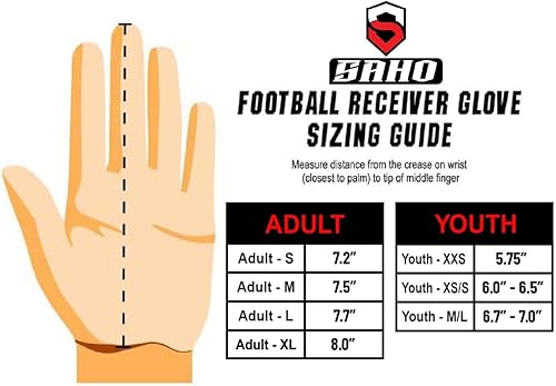 Miniatura 7 de Jester - Guantes de fútbol americano con agarre apretado, de rendimiento mejorado, Joker Pro Elite, guantes de fútbol americano con receptor súper