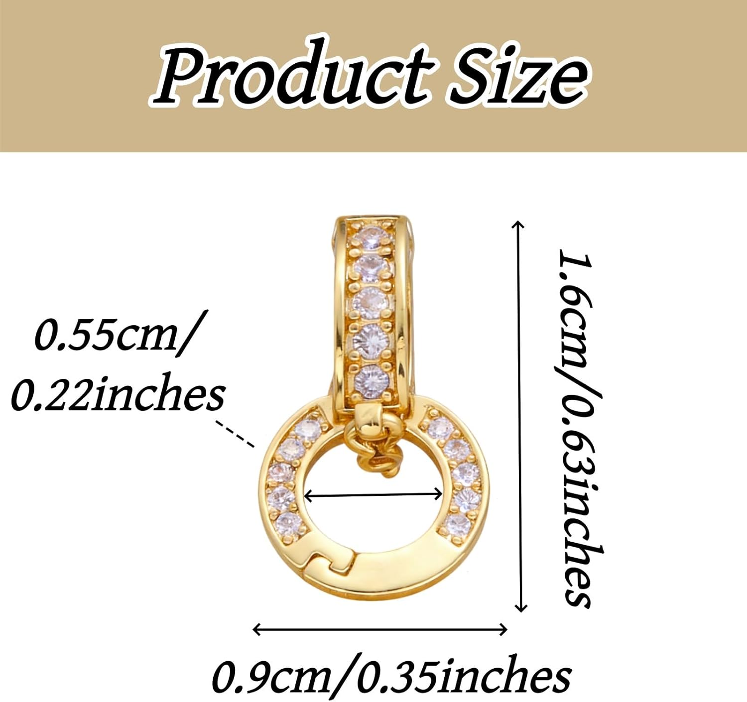 2 Pack 18K Gold Plated Cubic Zirconia Twister Clasps Copper Alloy Double Bail Pendant Connectors for Jewelry Making Vintage Style Fold Over Clasp Findings with Secure Lock Mechanism - Image 2