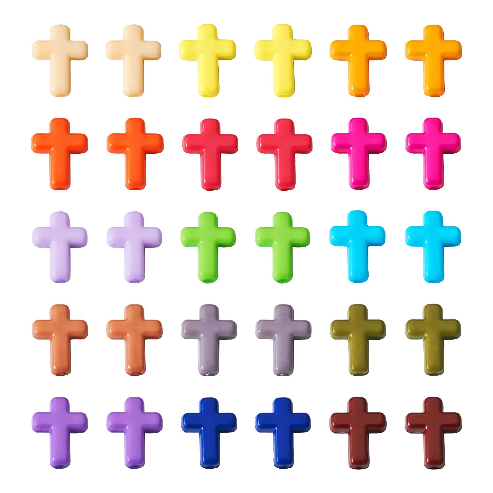 PandaHall 1200 Perline Acriliche A Forma Di Croce E Ronda – Mix Di 24 Colori Per Creazione Gioielli Pasquali - 2