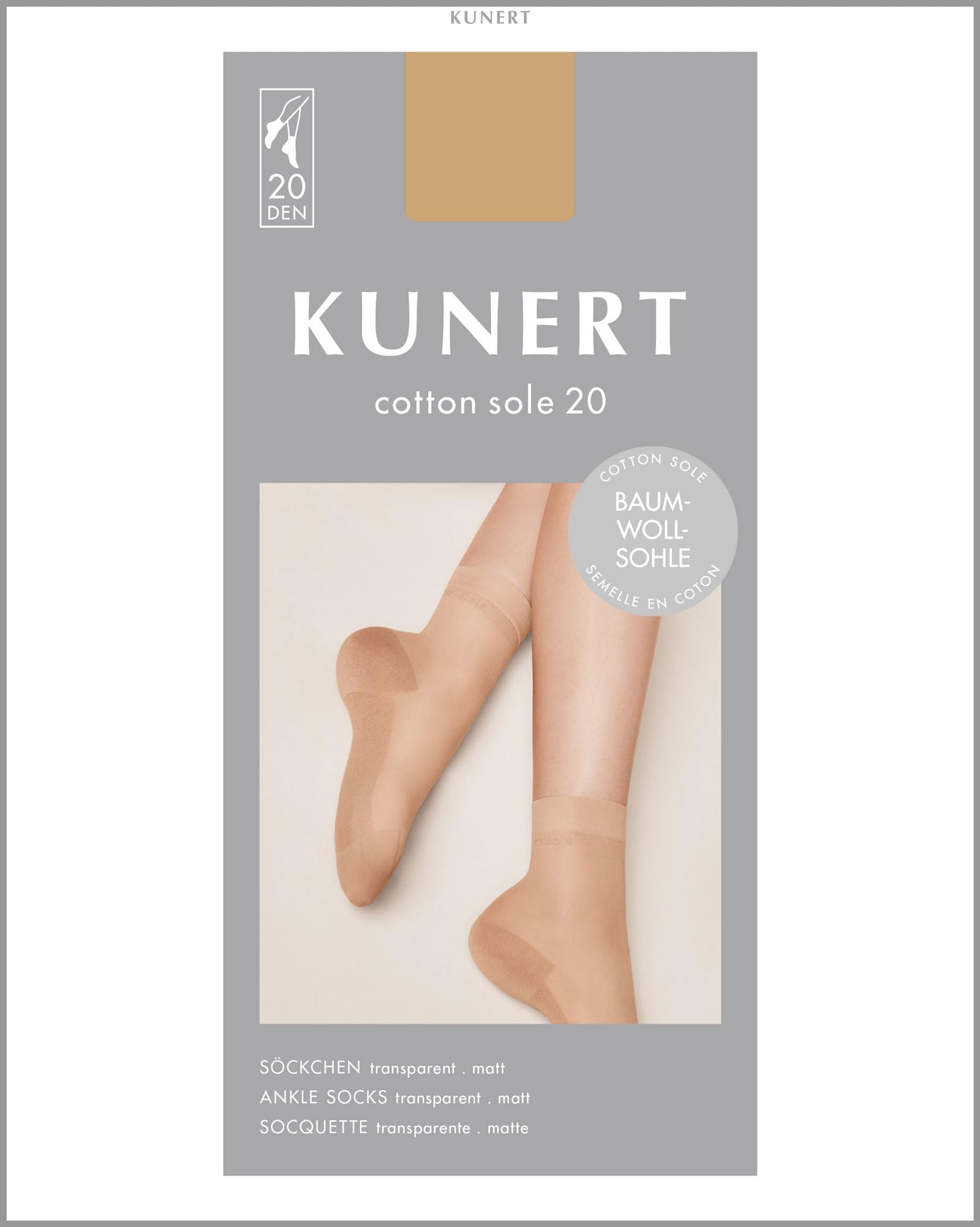 KUNERT Damskie rajstopy Cotton Sole 20 Sod (1 opakowanie), czarny, 39-42 EU