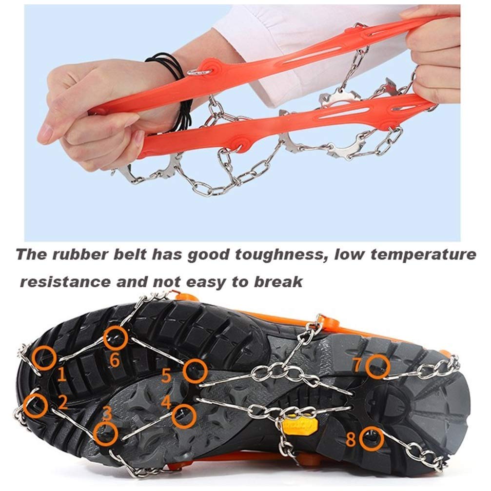 Poignées de Neige glacée, Crampons en Acier Inoxydable, Couvre l'escalade de Neige extérieure Universelle antidérapante avec 13 Chaussures à Crampons en Acier, pour la randonnée, l