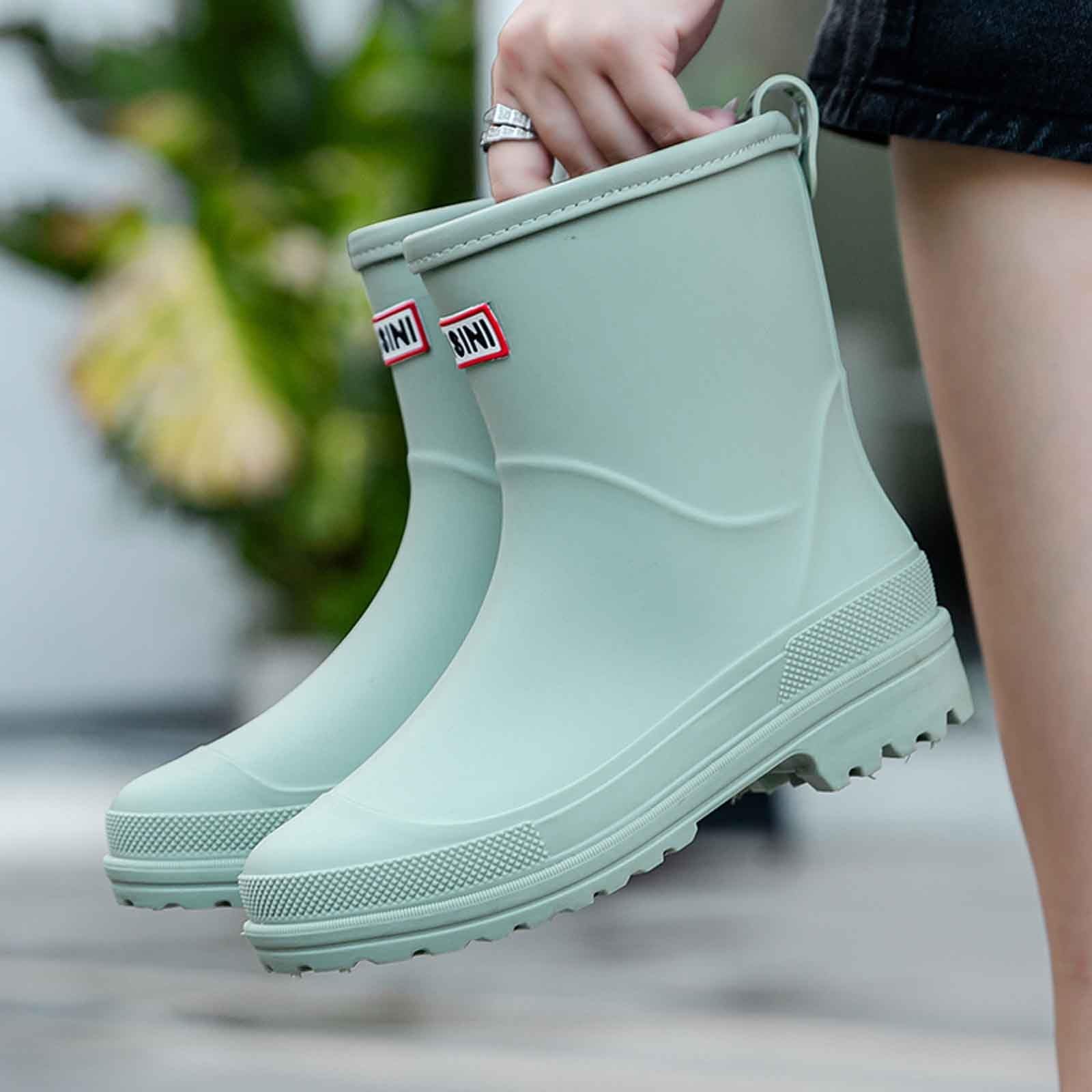 Generisch Elegantes zapatos de lluvia para mujer, perfectos para la temporada de lluvias, puntera cerrada, suela plana cómoda, moderna y versátil, ideal para combinar con impermeables.