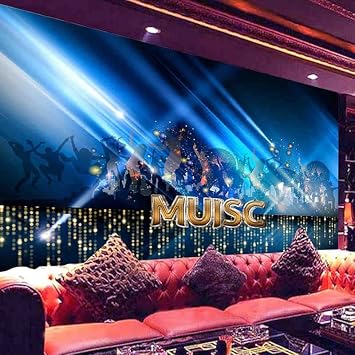 Custom 3D Interior Design Wallpaper KTV Bar Background Wall Decor Mural Blue Music Theme Wallpaper Fresco