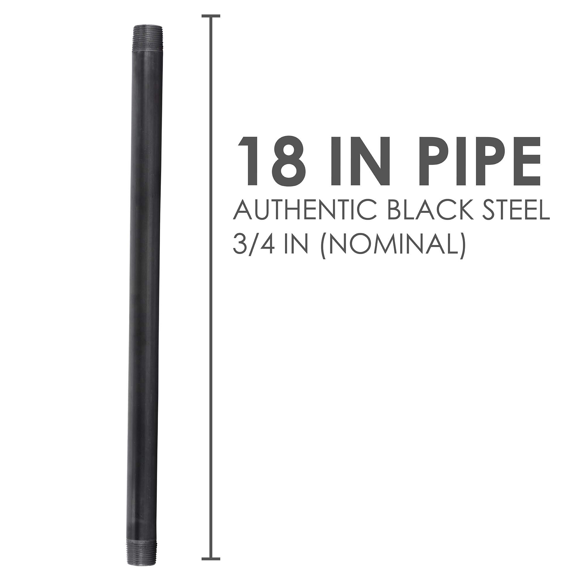 PIPE DÉCOR Tubo de hierro fundido maleable de 34 x 40,6 cm, precortado, acero industrial gris se adapta a tuberías estándar de tres cuartos de pulgada de rosca negra para pezones y accesorios,