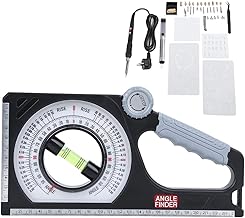 Medidor de ângulo de inclinação universal, localizador de passo rotativo de escala dupla com frasco de nível com mostrador de polegar, inclinômetro de 0 a 180 graus, transferidor de nível multifuncional magnético