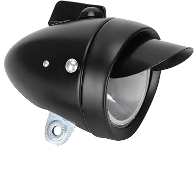 Vintage Bike Headlight, LED Light for Night Riding, Retro, Sturdy and, Front Safety Lamp with Optimal Light Output, 160a Visual Angle (Black)