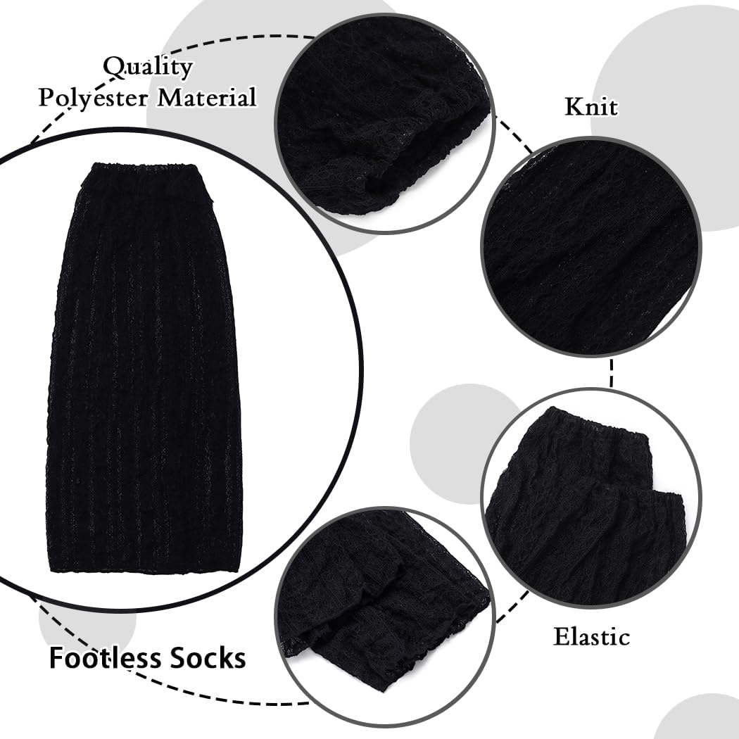 Urieo Knit Winter Leg Warmers Bow White Knitted Long Footless Socks Warm Y2K Christmas High Leg Sleeves for Women