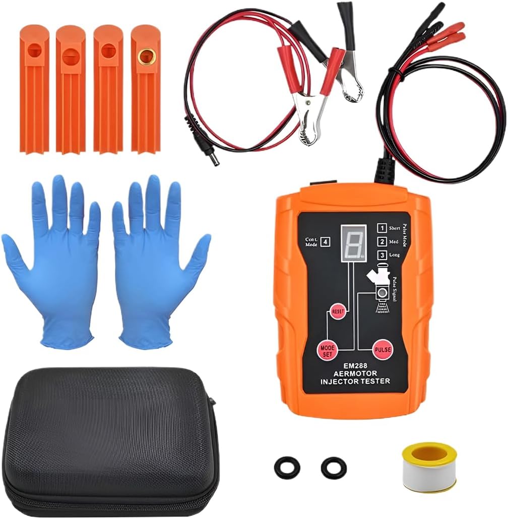Car Fuel Injector Tester Cleaner Tool Kit, 12V Vehicle DIY Cleaning Testing Tool with 6 Cleaning Adapters & 8 Pulse Modes, Automotive Accessories, Universal for SUV Sedan Truck