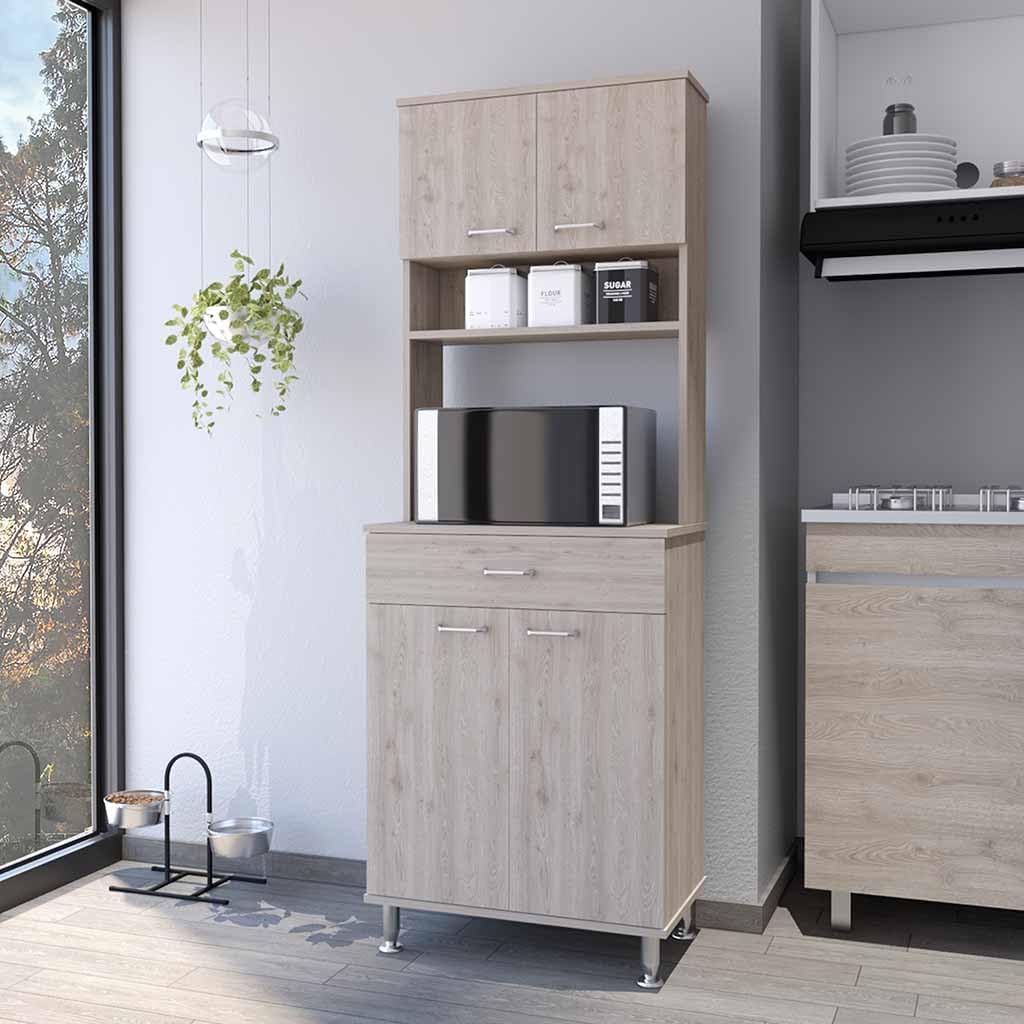 Pantry Piacenza,Two Double Door Cabinet - Light Gray