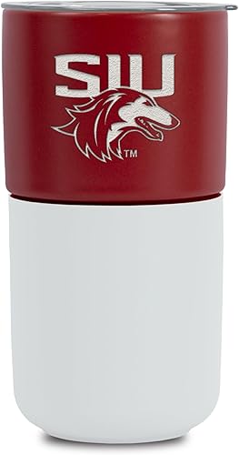 Miniatura 142 de Rico Industries NCAA Miami of Ohio Redhawks - Vaso de cerámica de 16 onzas con agarre de silicona, grabado láser profundo, diseño de color negro