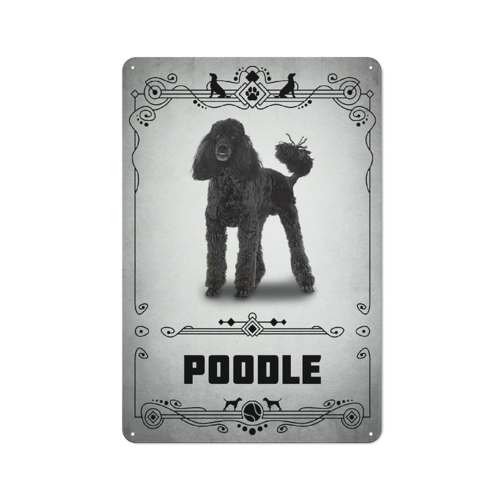 Loft Style Poodle Decorative Metal Plaque 30x20cm, Studio Wall Art for Workspace, Cafe, Hallway Or Garage