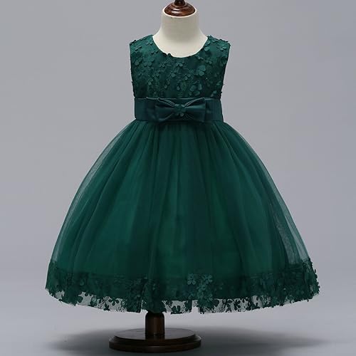 Miniatura 6 de Vestido de baile corto para niñas de 2 a 10 años de encaje con tul con flores Vestidos de fiesta para bodas, fiestas de noche, bailes