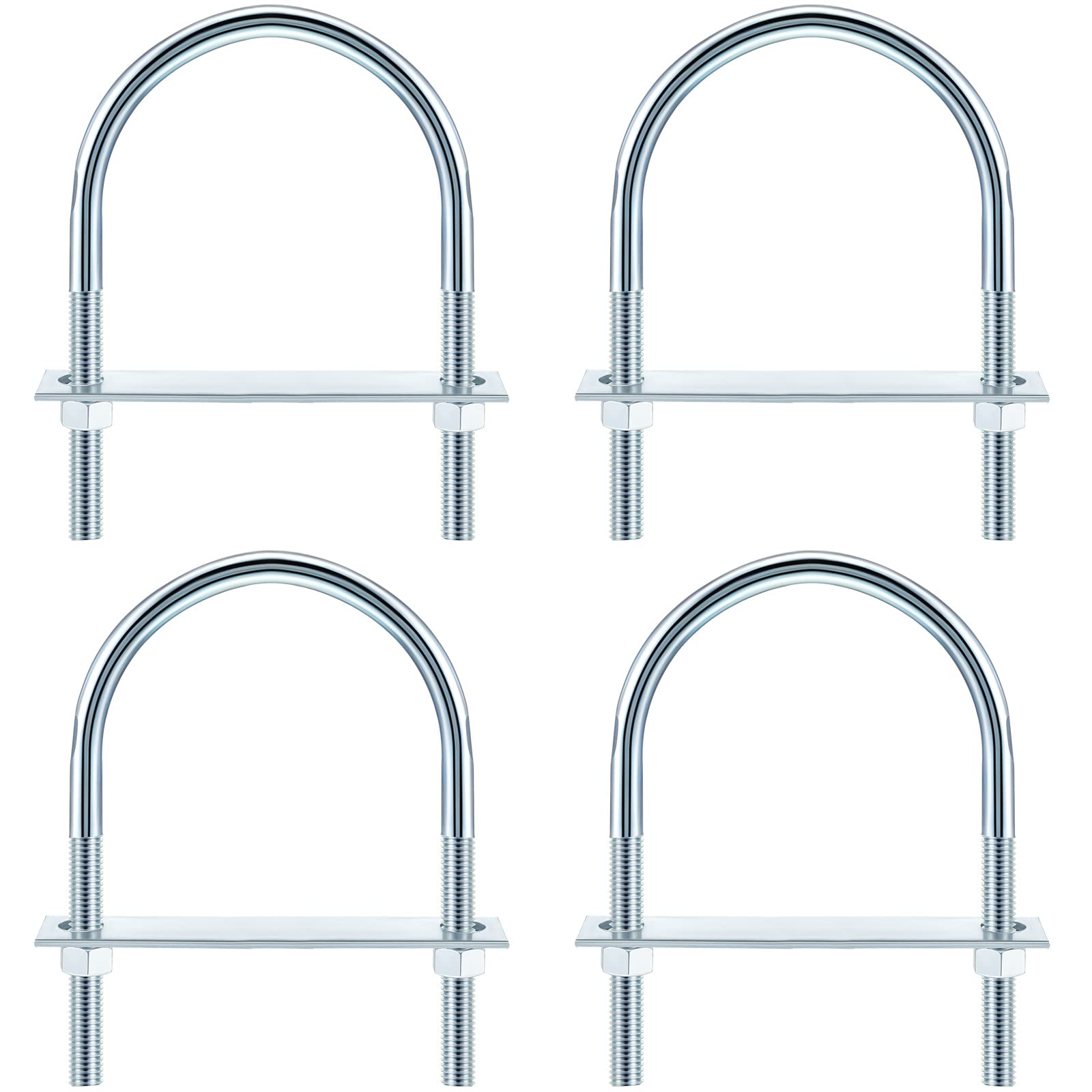 U Bolts Zinc Plated Carbon Steel with U Bolt Plates and Nuts for Fastening Products (4 Sets,1/2 x 4-1/2 x 7 Inch)