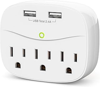 Multi Plug Outlet Extender with USB, LETMY Surge Protector with 3 Multiple Outlet Plug Extender, 2 USB Wall Charger, 600 Joules, Compact Outlet Splitter for Home, School & Office, ETL Certified
