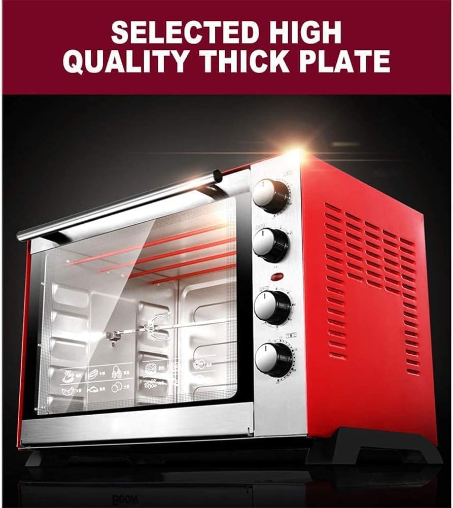 Forno tostapane, forno mini friggitrice ad aria da 60 l, elettrico a convezione con teglia, griglia e spiedo rotante (100-250 °C), molteplici funzioni di cottura grill, in metallo/vetro, ai