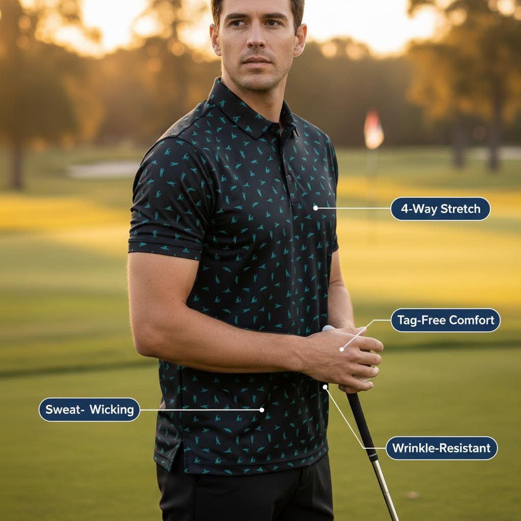 Greater Half - Men's Sex Ed Polo Golf Shirt, UPF 45+ Sun Protective, 4-Way Stretch, Stay-Right Collar, Superior Breathability