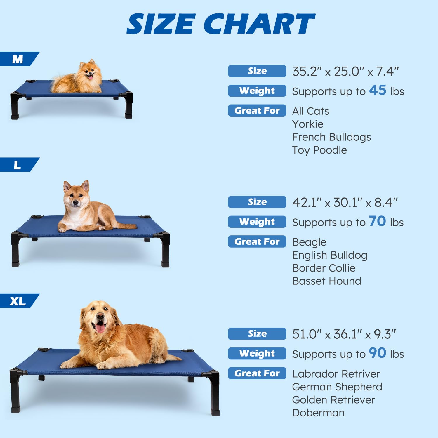 Heeyoo Elevated Dog Bed, Cooling Raised Pet Cot with Chew Proof Washable Breathable Mesh and Metal Frame, Portable Dog Cot Bed with No-Slip Feet for Outdoor or Indoor Use - image 2