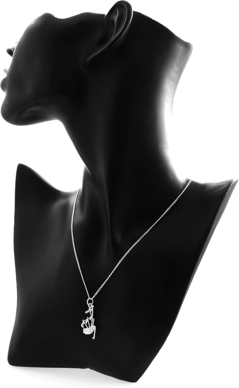 Alexander Castle 925 Sterling Silver Scottish Bagpipes Necklace - 25mm x 14mm Pendant with 18" Silver Chain & Jewelry Gift Box - Scottish Gifts for Women & Men