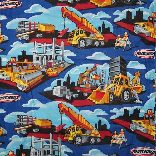 44" Wide Fabric, Matchbox Construction Equipment, Fabric By