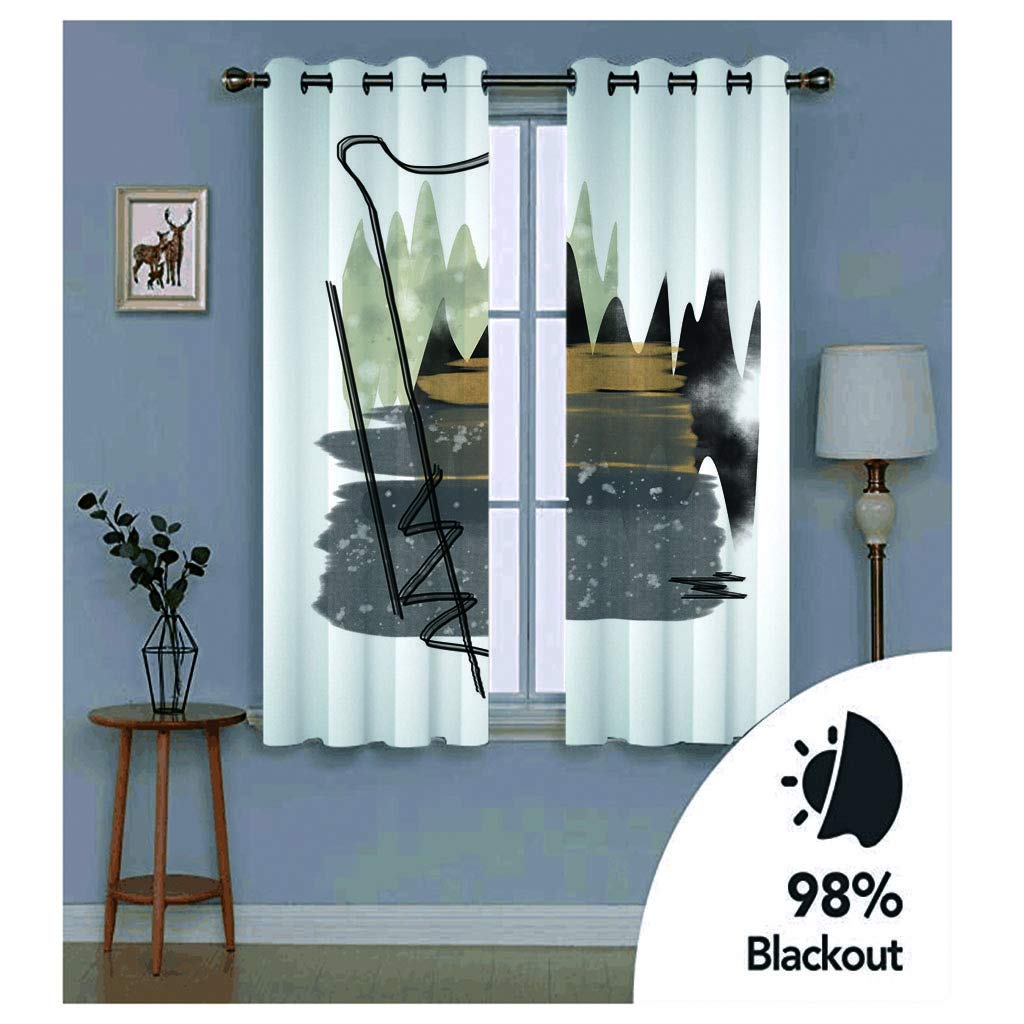 Cortinas Niño Niña Habitacion Opacas Con Ojales 2 Piezas 3D Paisaje Abstracto Verde Grisáceo Claro Patrón 264X214Cm（An X Al）Cortinas Termicas Aislantes Frio Y Calor Salón Dormitorio Ventana Decorac