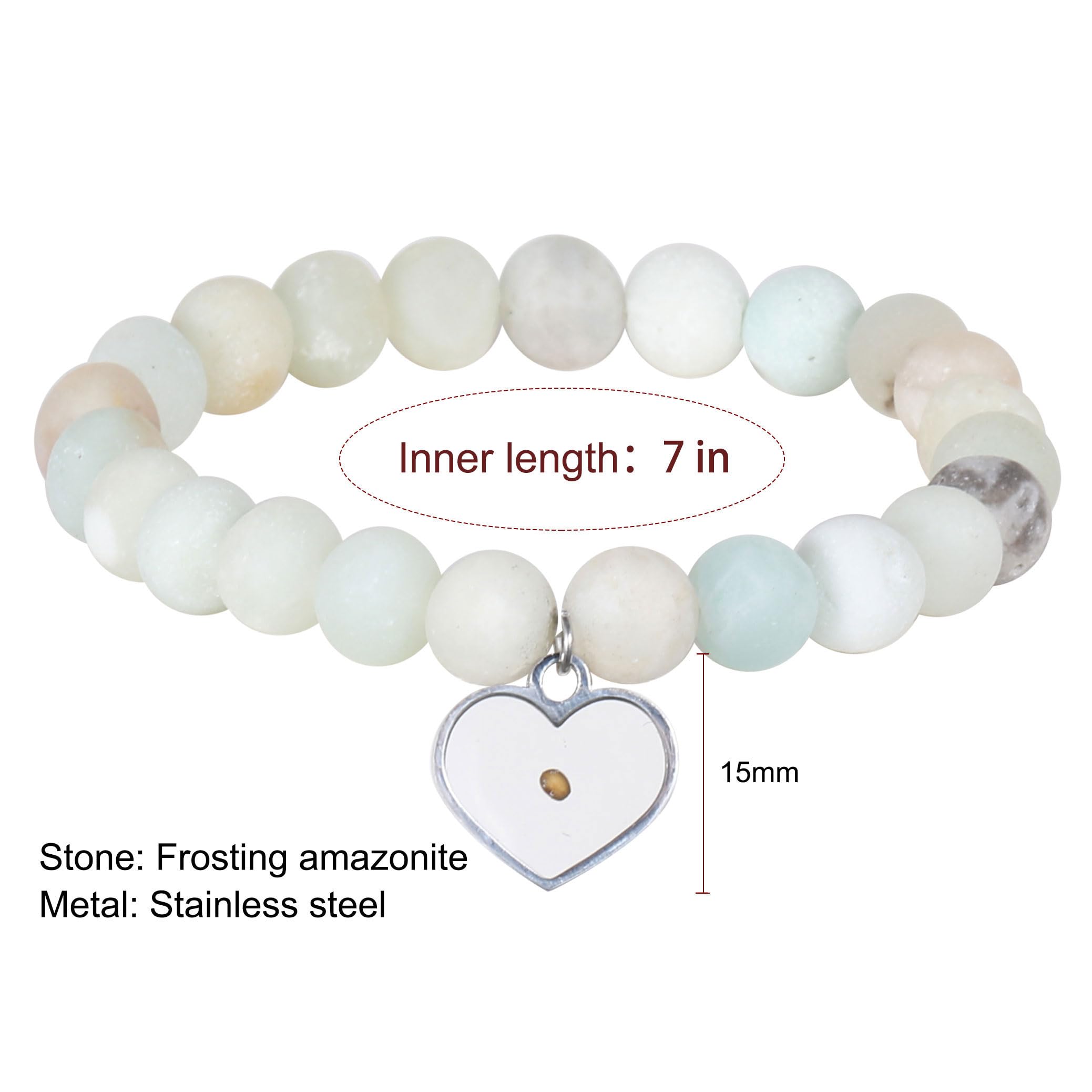 VZBarn Miscarriage Gift Heart Charm Stretch Bracelet Crystals and Healing Stones Bracelet for Mother Father
