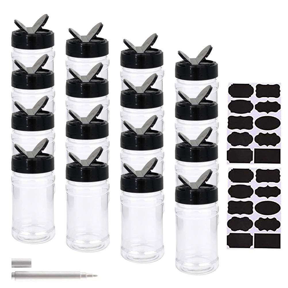 Buy 16 Pack 7oz Clear Plastic Spice Jars,Storage Container Bottle