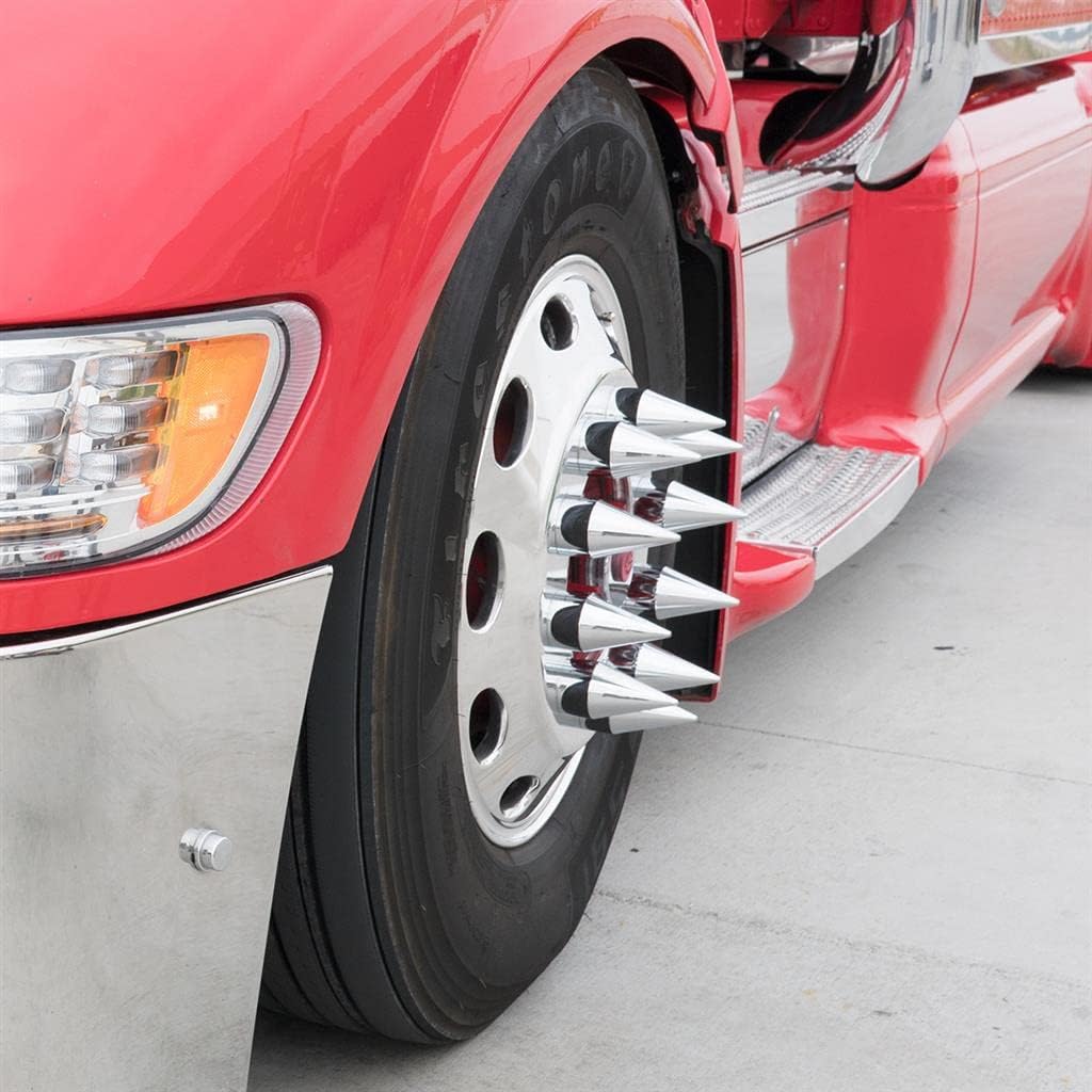 United Pacific 10007Cb - Wheel Lug Nut Cover Set - 33Mm X 4 1/8" Chrome Plastic Spike Nut Cover - Thread-On (60 Pack)