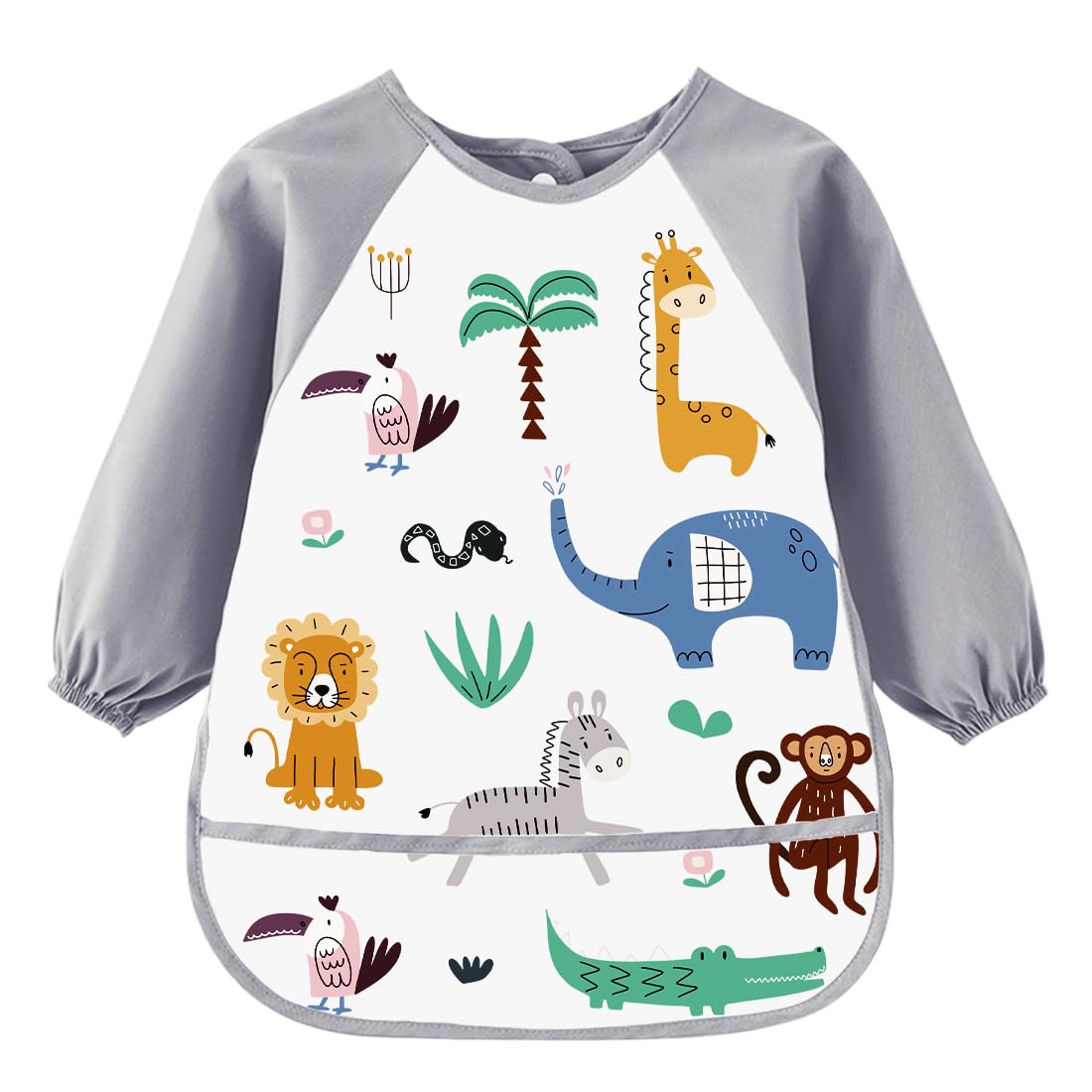 Malkittel Kinder Malschürze 3-8 Jahre, Malerkittel Kind mit Lange Ärmeln und 3 Taschen, Wasserdicht Malkittel Schule 1. Klasse, für Mädchen Jungen Malen Basteln Backen Kinderschürze (Tiere)