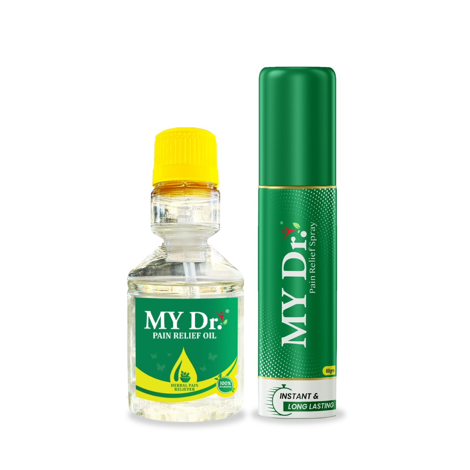My Dr. Pain Oil (60ml) + Pain Relief Spray (85ml) Combo Pack | Ayurvedic Solution for Joint, Knee, Back, Neck, Shoulder, Elbow, Hip & Muscle Pain | Instant & Long-Lasting Relief from Arthritis, Sciatica, Cramps, Stiffness & Sprains | Non-Sticky, Fast-Absorbing, No Massage Needed | For Men, Women, Seniors & Athletes | Herbal Blend with 9 Powerful Ingredients | Safe for Daily Use