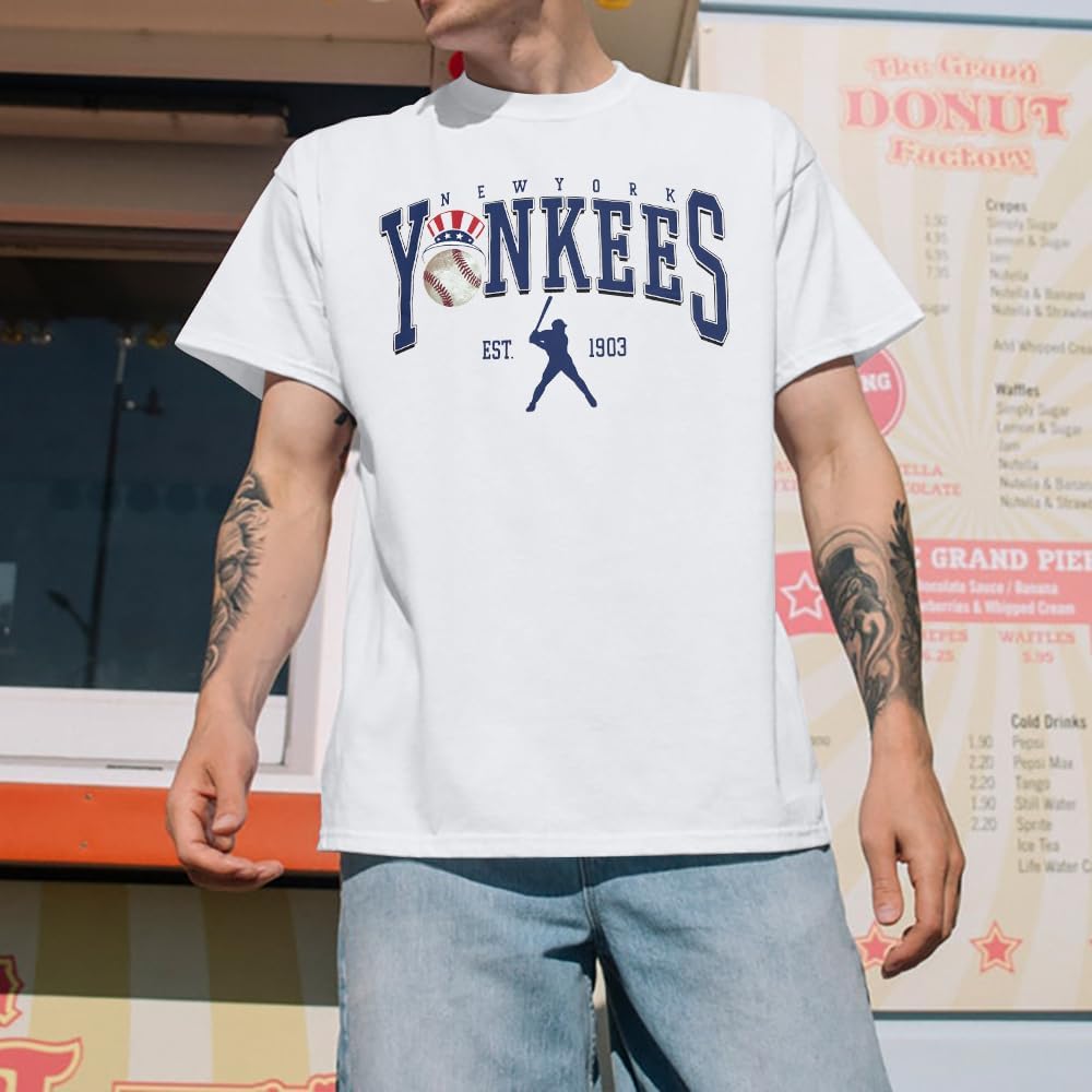 BANGELY Baseball Shirts Men Game Day Baseball Fan Shirt Vintage Sports Team Graphic tees Casual Crewneck Short Sleeve Tops - Image 2