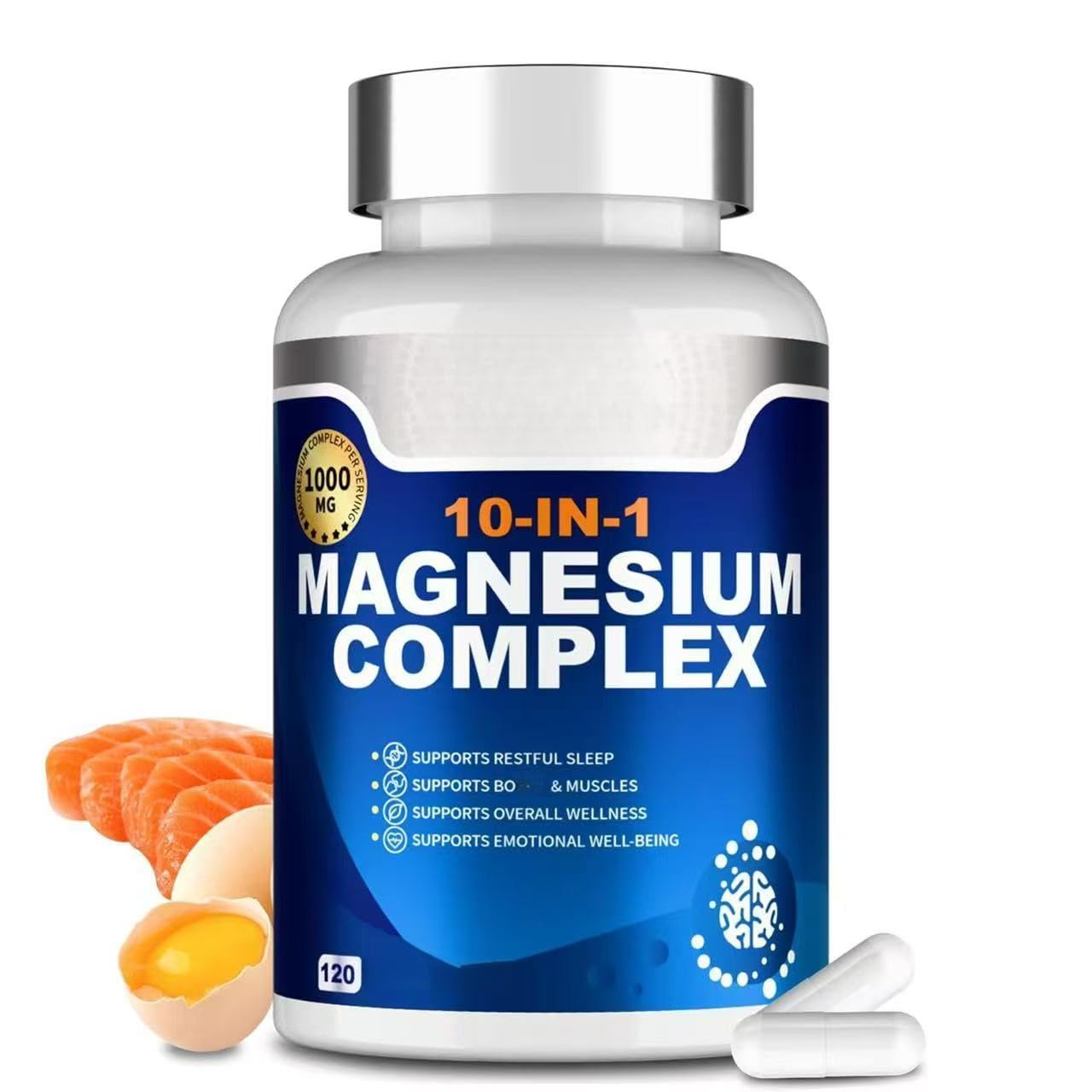 Complejo de magnesio, apoya la salud de los músculos y las articulaciones, alivia el estado de ánimo y el estrés, promueve el sueño, la energía y la vitalidad y promueve el metabolismo.