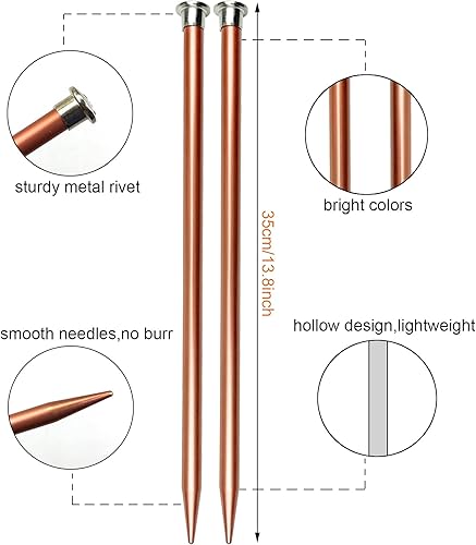 Miniatura 2 de Mdoker Agujas de tejer de aluminio de 13.8 pulgadas, de color, rectas, de un solo punto, para proyectos de tejer, talla 13 de EE. UU. (0.354 in)