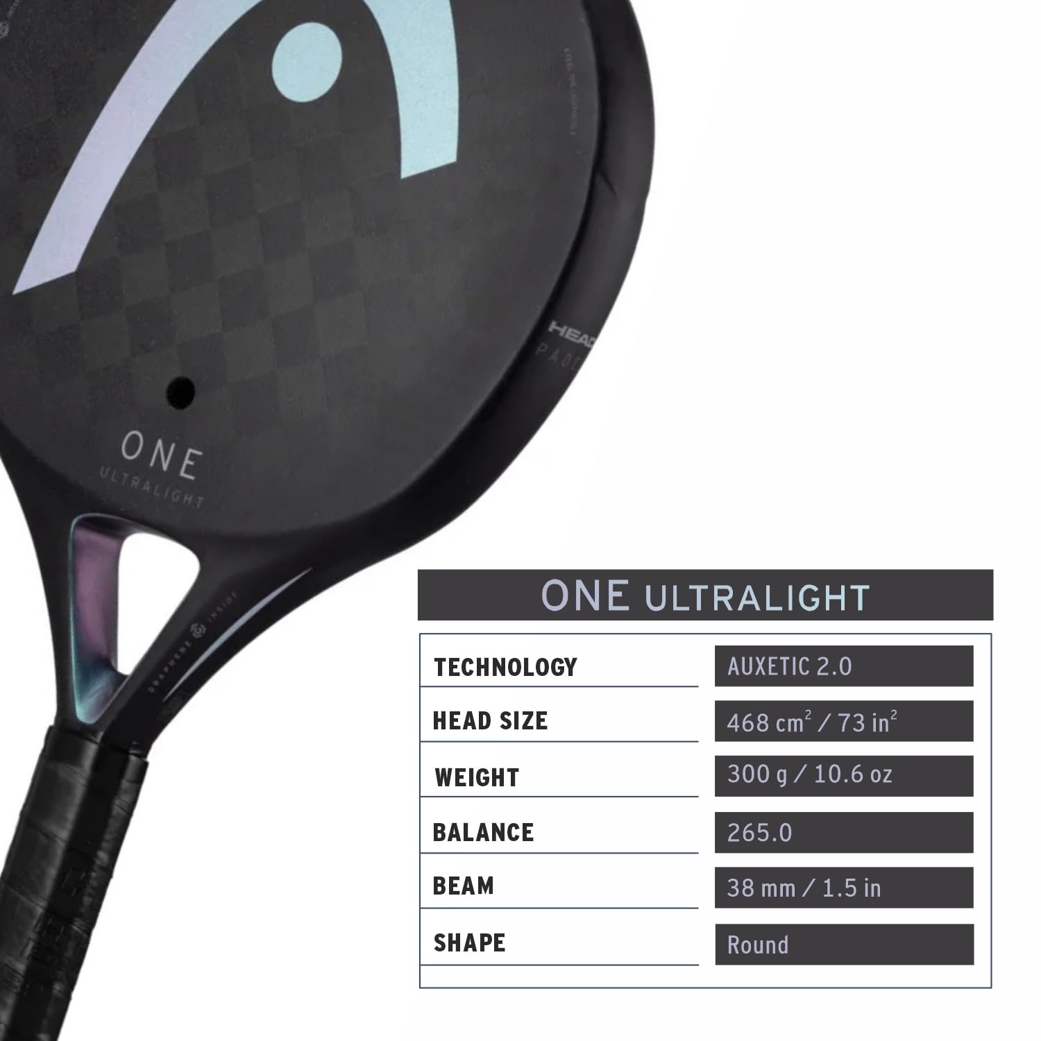 Head ONE Ultralight (Black) Padel Racket Paddle (225024)