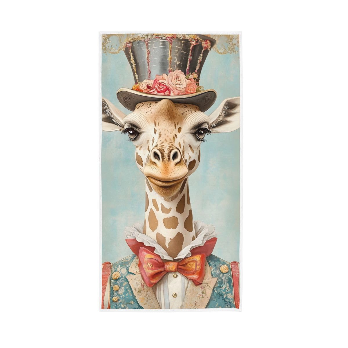 HUYGD Giraffe in Vintage Suit Hand Towel, Multipurpose Hand Towels Cotton for Bathroom, Gym, Hotel, Spa 15 x 30 Inches