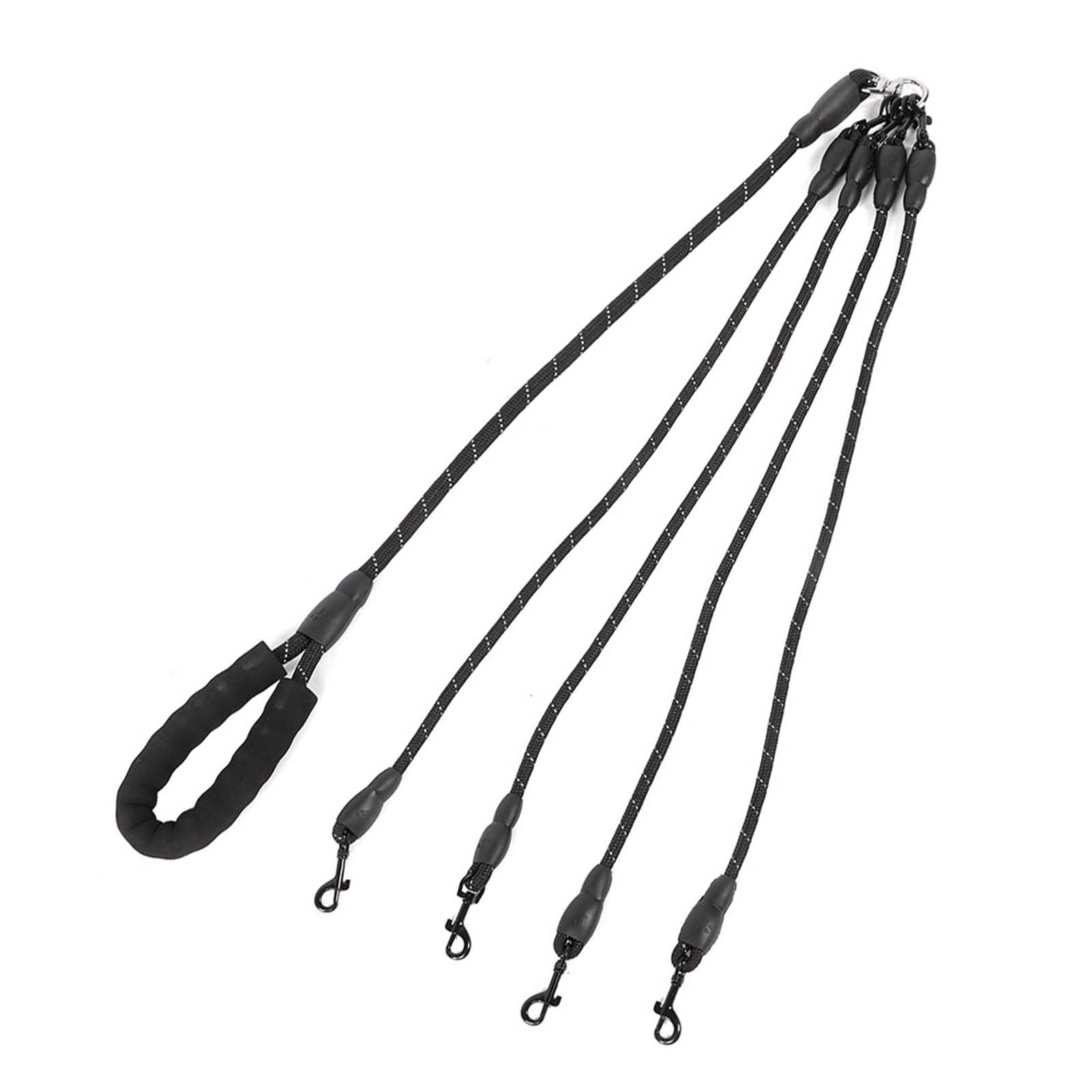 Ejoyous 4 Way Dog Lead, Nylon Traction Rope, Foam Handle, Metal Buckle, for Small Dogs and Cats Outdoor Walking (4 Heads)